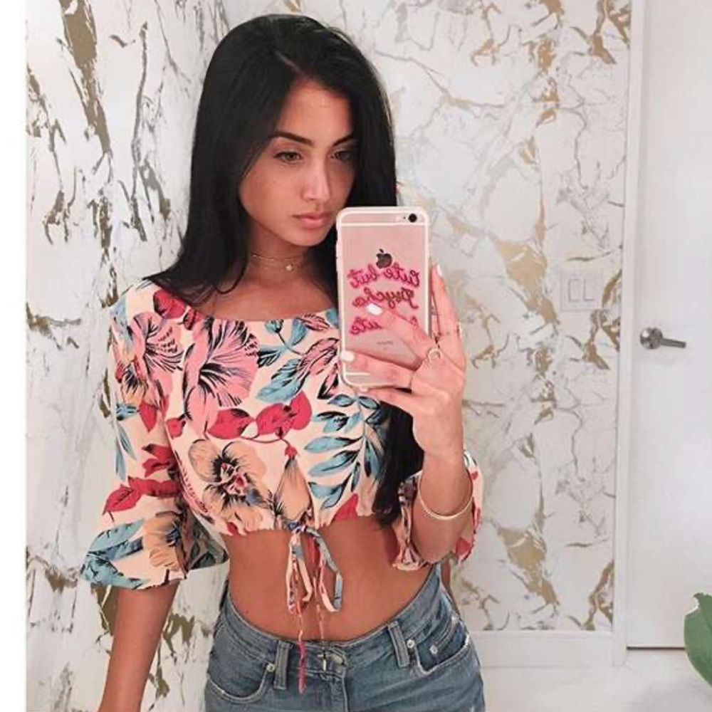 For Love and Lemons Crop Top, Floral, Tropical, Hawaiian Small (Revolve)